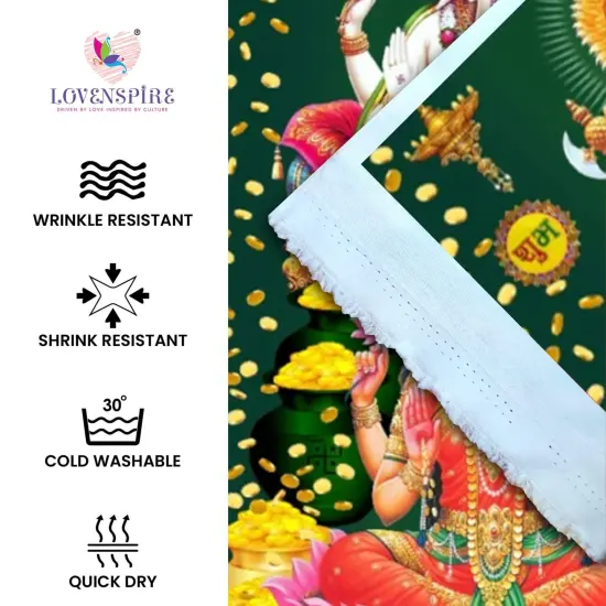 Laxmi Ganesh Backdrop 5x8 Feet Backdrop Indian Traditional Cloth Varalaxmi Vratam Decor Indian Diwali Decor Pooja Wall Decor Indian Wall Art Photo Decor Banner Navratri Decor {3}
