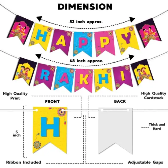 Happy Rakhi Banners Indian Festival Rakhi Raksha Bandhan Bunting Diy Home Indoor Outdoor Decoration Bollywood Party Supplies Home Decor Ideas {4}