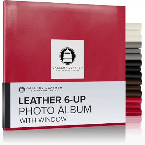 Gallery Leather Yarmouth 6 UP Photo Albums, Holds 4x6” photos, Bonded Leather, Post-Bound, 20 pages, - 12.75" x 14.5" Freeport Ivory {2}