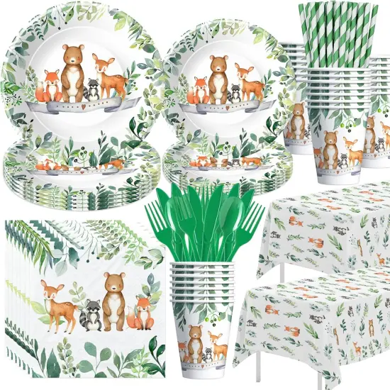 Serve 24-Woodland Baby Shower Decorations Tableware Boy {1}