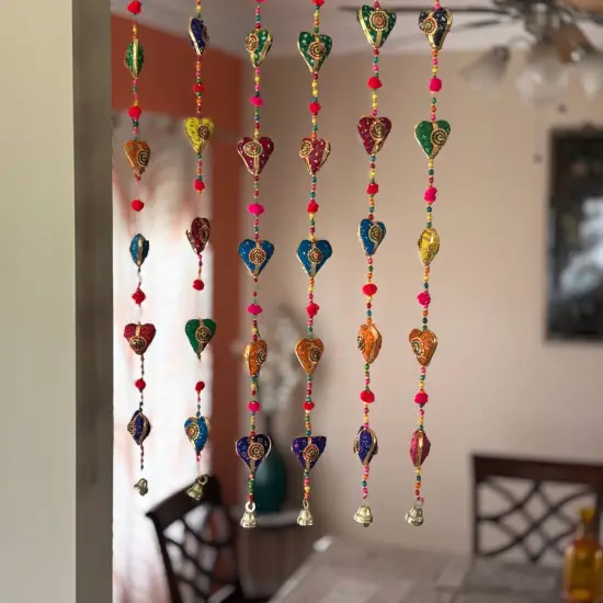 Rajasthani Door Hanging Wind Chimes Indian Traditional Heart Wall Hanging Diwali Christmas Wedding Decor Wind Chime for Home Decoration Patio - Housewarming Gifts (33 Inches) {3}