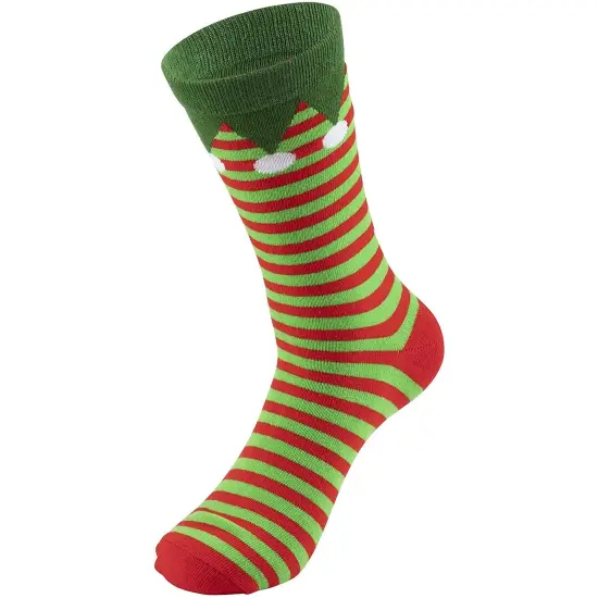 2 Pairs Christmas Socks for Men and Women, Fun Gift Set, Xmas Holiday Party Novelty Gifts, Unisex, One Size (Cute Elf) Multicolor {6}