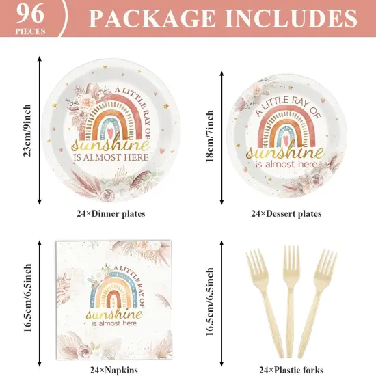 96 Pcs Boho Rainbow Party Decorations {2}