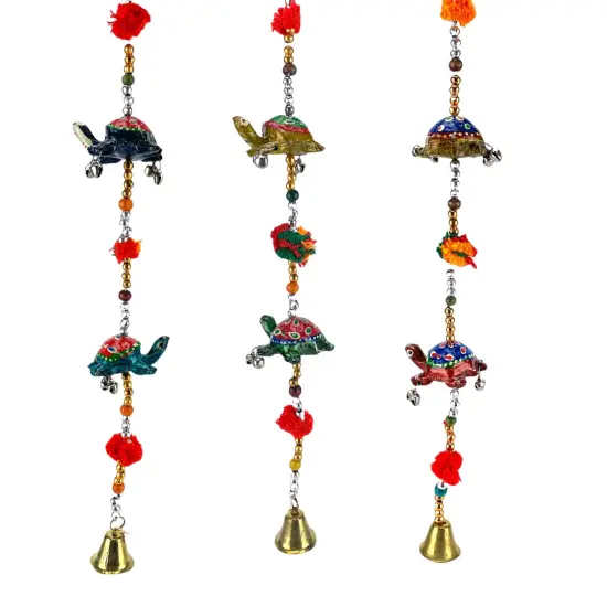 Rajasthani Door Hanging Wind Chimes Indian Traditional Turtle Wall Hanging Diwali Christmas Wedding Decor Wind Chime for Home Decoration Patio - Housewarming Gifts (15.5 Inches) {2}