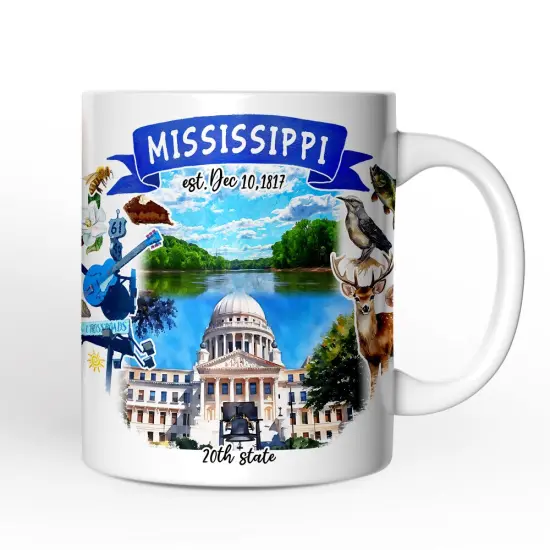 Artistic Mississippi State Themes and Landmarks Mug {3}