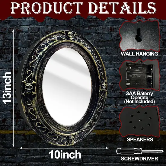 Halloween Animatronic Talking Haunted Mirror with Creepy Sound and Light {2}