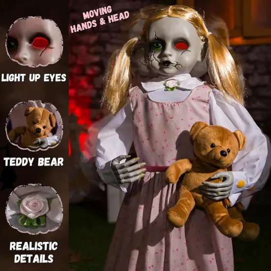 Halloween Animatronics - 36 Inch Animated Doll with Creepy Sound {2}