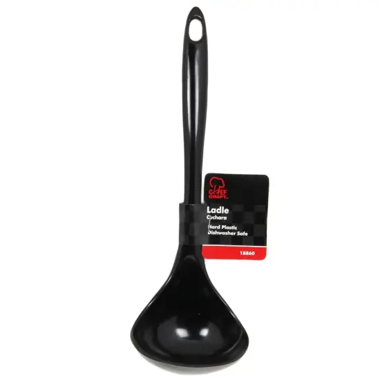 Chef Craft 10.5" Long Melamine Serving & Cooking Ladle - Dishwasher Safe Soup Spoon Black {4}