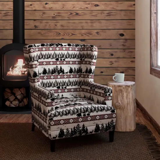 Forest Crimson - Red & Burgundy Novelty Upholstery Fabric 54 Inches" {2}