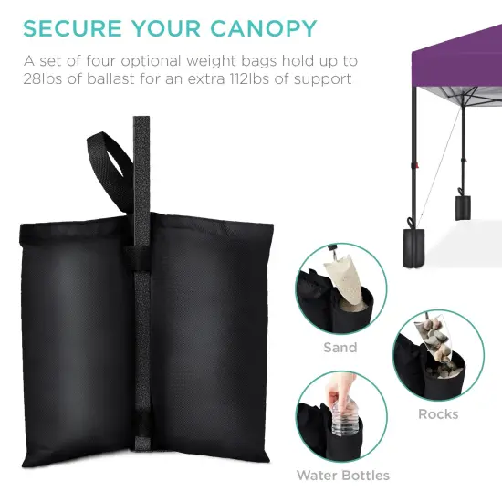 Best Choice Products 8x8ft Easy Setup Pop Up Canopy w/ 1-Button Setup, Wheeled Case, 4 Weight Bags Amethyst Purple {5}
