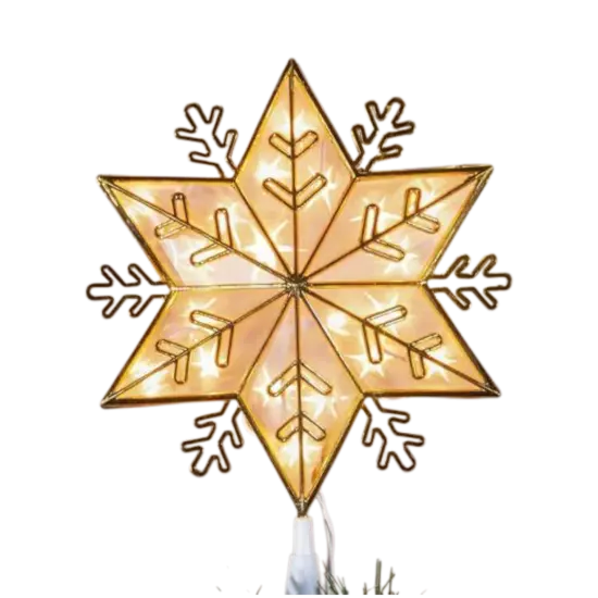 Lighted Snowflake 10" Tree Topper - Gold {1}