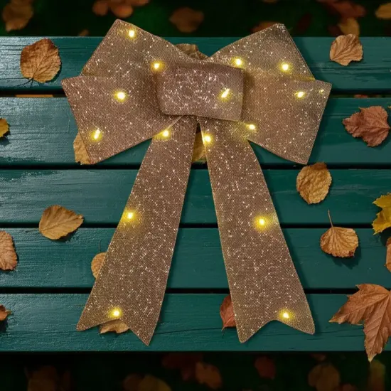 3 Pieces Pre Lit Christmas Bows Festive Holiday Decorations {5}