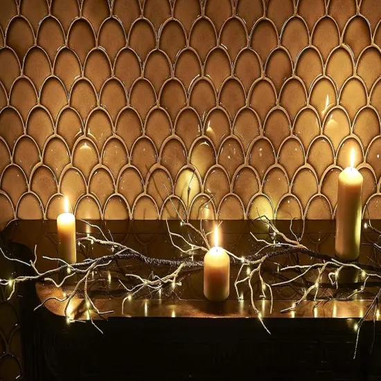 T 48 LED Battery Operated Pre-lit Twig Vine Winter Christmas Lighted Garland {4}