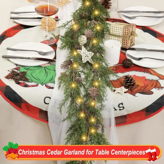 6 FT Cedar Garlands, Christmas Garland with 30 Warm Lights with 8 Light Modes {3}