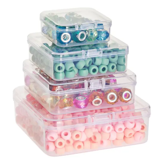 40 Piece Empty Square Mini Storage Containers with Lids for Crafts, Jewelry, Board Game Storage (4 Sizes) Clear {3}