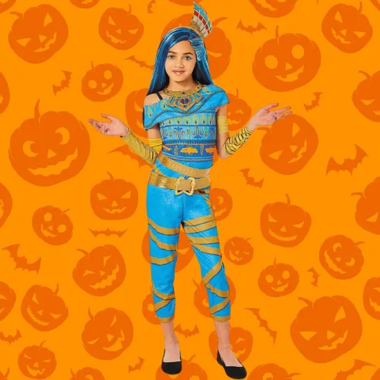 Kids Monster High Cleo De Nile Costume Egyptian Blue Jumpsuit {1}
