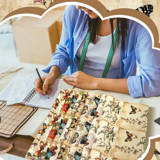 60 Pcs 10 x 10 Inch Vintage Butterfly Quilting Fabric Squares Summer Butterfly Fabric {4}