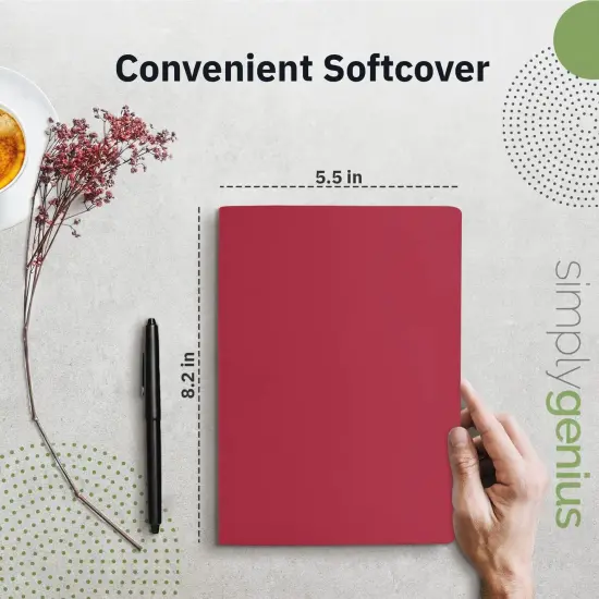 Simply Genius A5 Dotted Notebooks for Work, Travel, Business, College & More - Softcover Journals for Writing - Grid Notebook for Men & Women - Size 8.2" x 5.5" - 92 pages (Wine, 6 pack) Red {2}