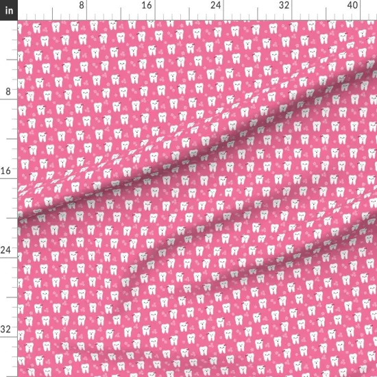 Various Fabrics by the Yard or Fat Quarter Happy Teeth Flowers Tooth Dental Dentist Cute Kawaii Custom Printed Fabric by Spoonflower {1}