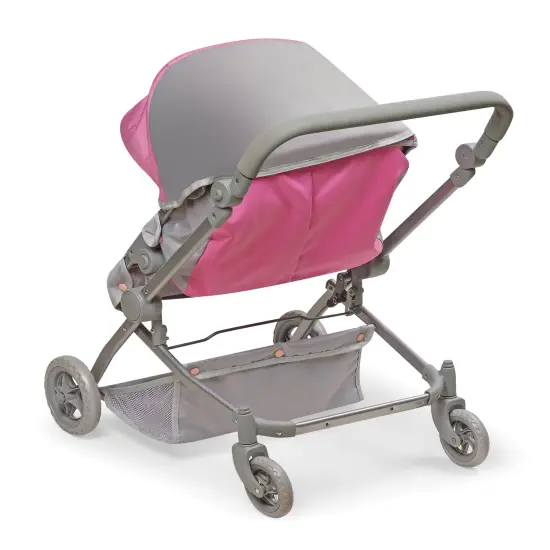 Badger Basket Voyage Twin Carriage Doll Stroller - Gray/Pink {6}