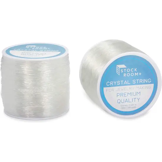 2 Pack 0.8mm Elastic String for Jewelry Bracelet Making and Beading, Clear Stretchy Cord, 328 yd {1}