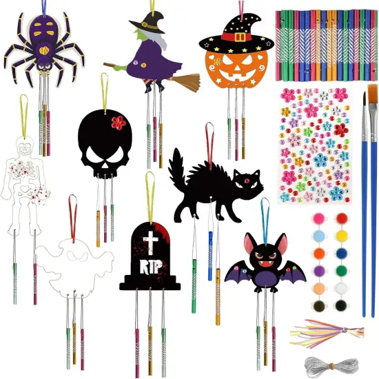 9pcs Halloween Crafts for Kids DIY Wind Chime Kit Halloween {1}