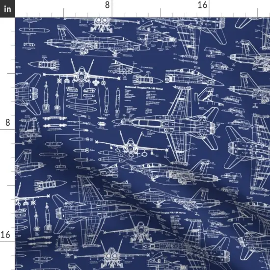 Various Fabrics by the Yard or Fat Quarter Fighter Planes Blueprint Pilot Engineer Technology Scientific Flight Custom Printed Fabric by Spoonflower {2}