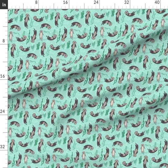 Various Fabrics by the Yard or Fat Quarter Otters Otter Ocean Seaweed Aquatic Animals Kelp Cute Nautical Animal Custom Printed Fabric by Spoonflower {1}