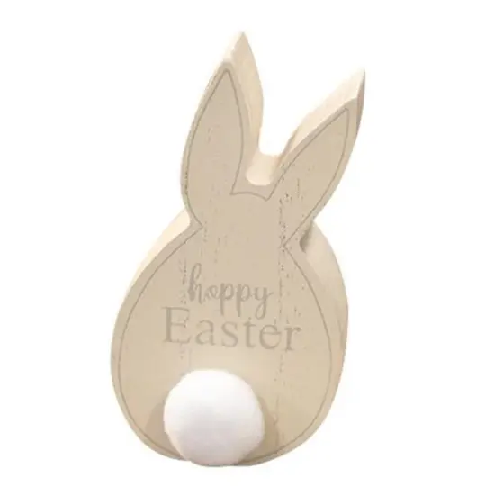 Happy Easter Bunny Silhouette Wooden Table Sitter for Spring Decoration {1}