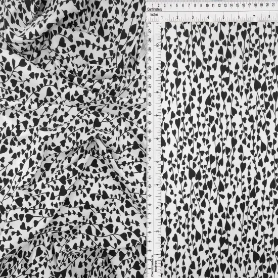1 Yard Polyester Spandex DTY Knit Fabric, Soft Stretch Heart Print 58/60" Width BLACK {4}