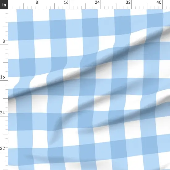 Various Fabrics by the Yard or Fat Quarter Large Buffalo Check Light Blue Nursery Plaid Boy Picnic Gingham Shabby Chic Modern Custom Printed Fabric by Spoonflower {1}