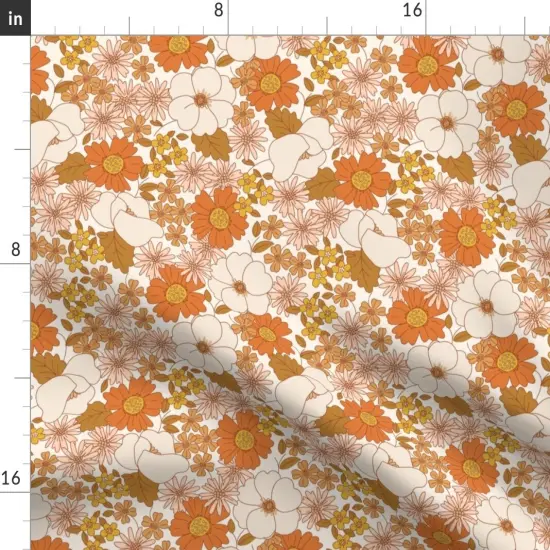 Various Fabrics by the Yard or Fat Quarter Wild Flowers Sunflowers Dahlia Flower Power Warm Colors Boho Whimsical Retro Chic Custom Printed Fabric by Spoonflower {2}