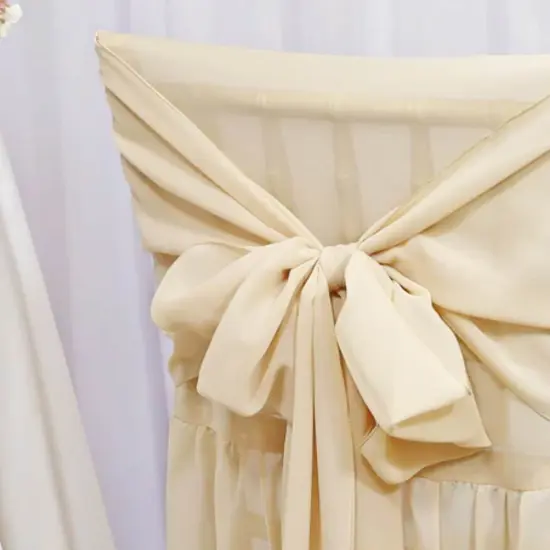 1 Piece Chiffon Chiavari Chair Cover With Sash Champagne {4}