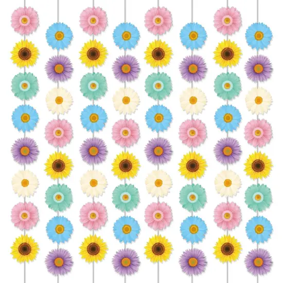 12 Packs Spring Sun Flowers Banners Sunflower Garland Kit Flower Hanging Swirl Spring Party Supplies Decorations Sunflower Paper Cutouts for Birthday Party Home Classroom Favor Supplies Decor {1}