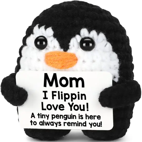 Gifts for Mom Mothers Day from Daughter Son, Handmade Crochet Penguin Mom Gifts for Birthday Mother‘s Day Mommy Mother in Law Bonus Step Mothers, Funny I Love You Mum Present Emotional Cute Decor {1}