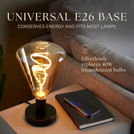 Next Glow Edison LED Bulb &ndash; Vintage Diamond, Warm White, Dimmable E26 Decorative {3}