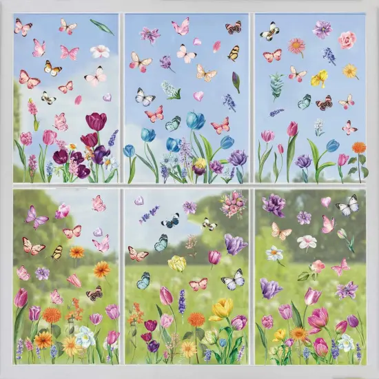 Spring Flower Window clings Decorations Window Decals Stickers for Office Home {6}