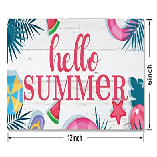 Hello Summer Wood Wall Sign, Hanging Wood Sign Home D&eacute;cor, Rustic Summer Sign, Welcome Front Door Sign, Decorative Wood Wall Sign, Rustic Home Plaque Decor, Farmhouse Greenery Wood Sign {5}
