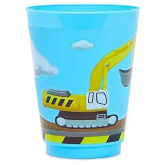 16 Pack Plastic Excavator Cups for Kids, Construction Party Favors for Birthday Party Supplies (16 oz) Blue {5}