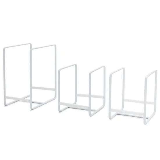 3 Piece Plate Organizer for Kitchen Cabinet, Shelf, 2 Sizes for Pots, Pans, Cutting Boards (White) {6}