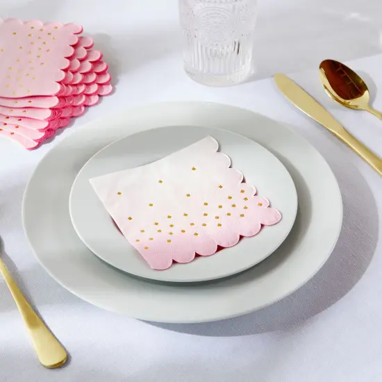 100 Pack Cocktail Napkins for Girl Baby Shower, Wedding, Birthday Party (5 x 5 in, Ombre Pink) Multicolor {3}