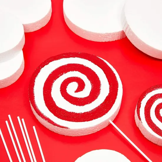 30 Craft Foam Circles with 30 Plastic Dowels (2 Sizes, 60 Pieces) White {3}