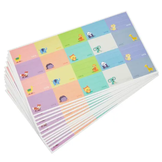 500-Pack Self-Adhesive Baby Bottle Labels for Daycare, Writable Stickers for Baby Food, Breastmilk, 10 Animal Designs (1.5x1 in) Multicolor {7}