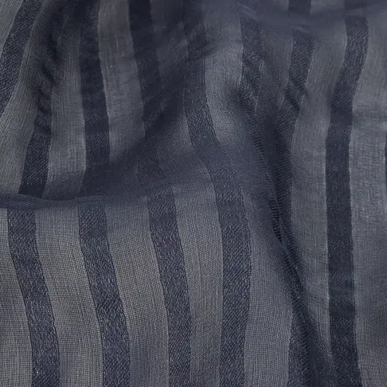 1 Yard Navy Silk Georgette Fabric with Twill Stripes Lightweight 53 Inch Width {2}