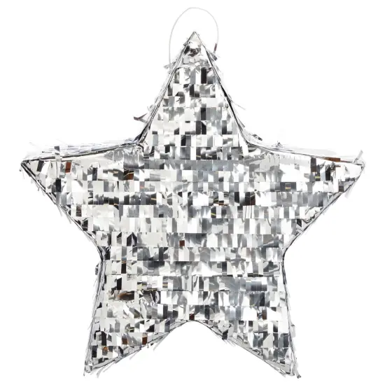 Silver Foil Star Pinata for Kids Birthday, Twinkle Twinkle Little Star Gender Reveal Party Decorations (Small, 13 x 13 x 3 In) {7}