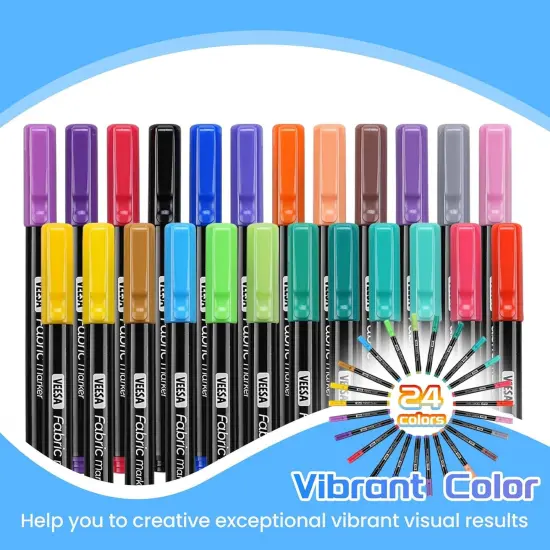 24 Colors Fabric Markers Permanent {5}