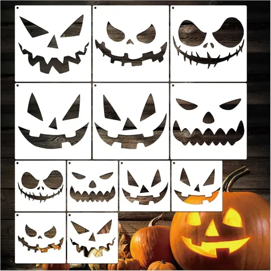 12 Pcs Halloween Pumpkin Carving Stencils(Halloween) {6}