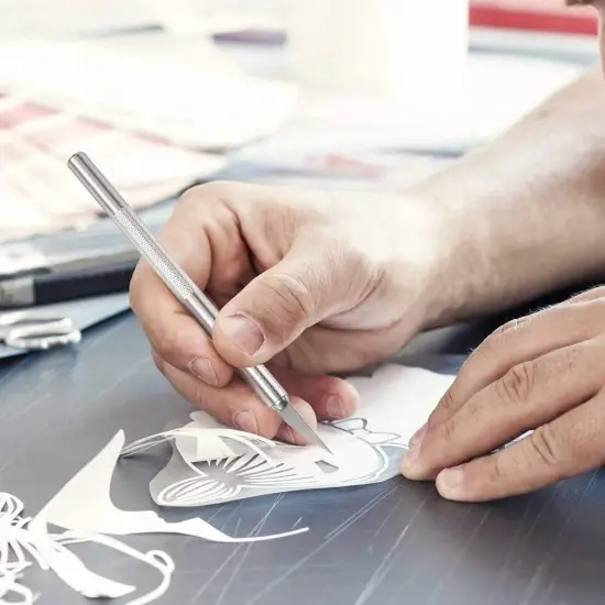 123 PCS Hobby Knife Set - 3 PCS Carving Craft Knife with 120 PCS SK-5 Utility #11 Art Blades Refill {4}