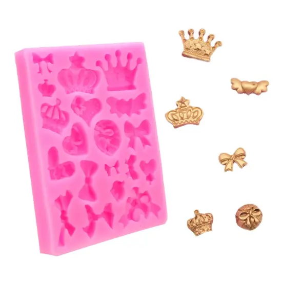 Detailed Crown and Bow-Shaped Silicone Mold for Homemade Sweets {3}