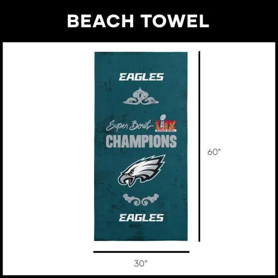 NFL Philadelphia Eagles 2025 Super Bowl LIX Gumbo Beach Towel 30X60 Inches {6}